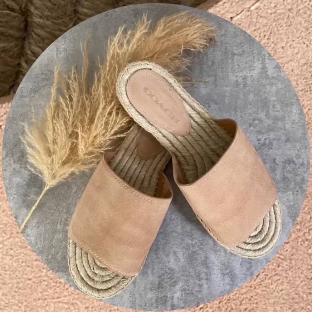 COACH slip on suede sandals 👡